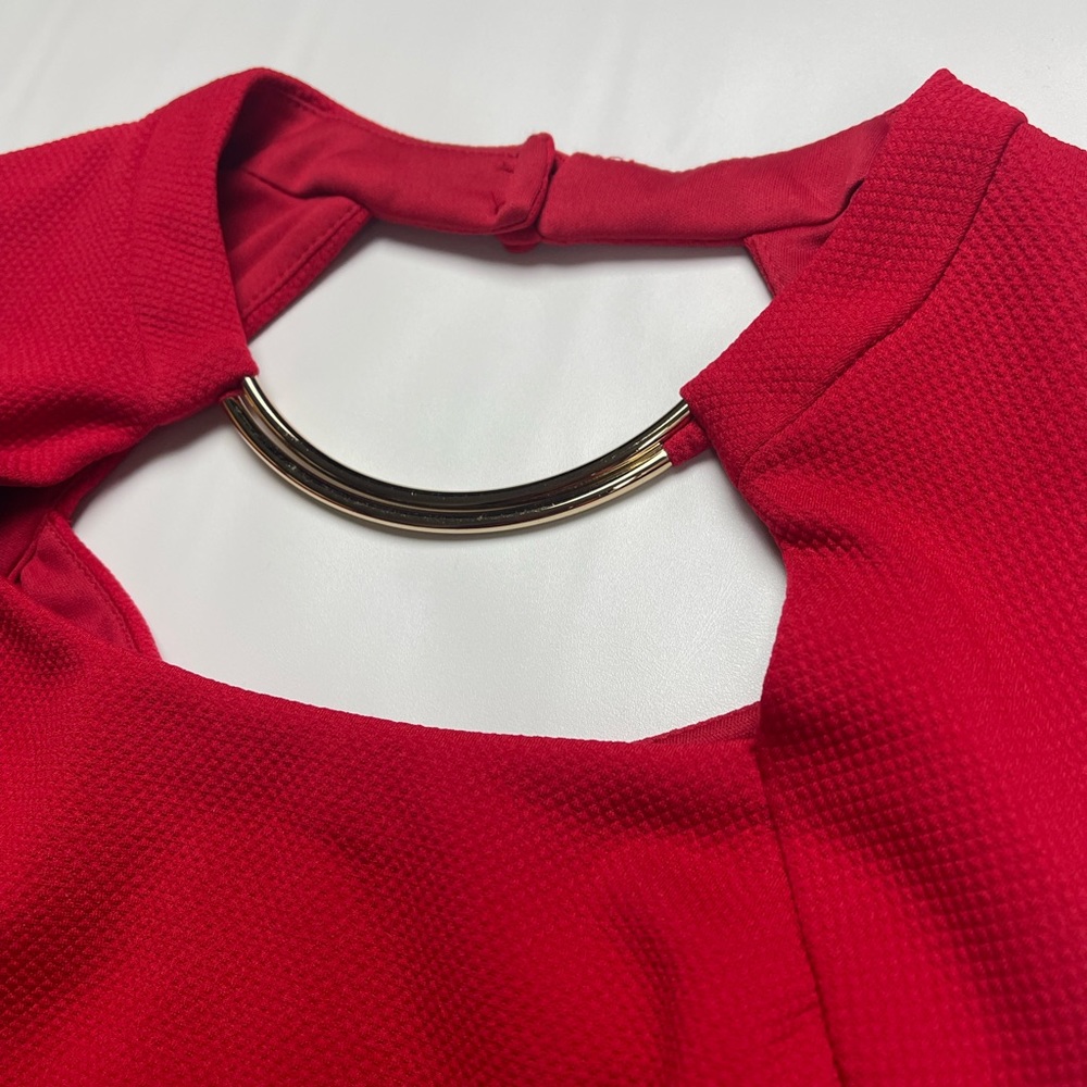 NWT Bisou Bisou Red Bodycon Midi Dress Size 4 - Picture 3 of 9